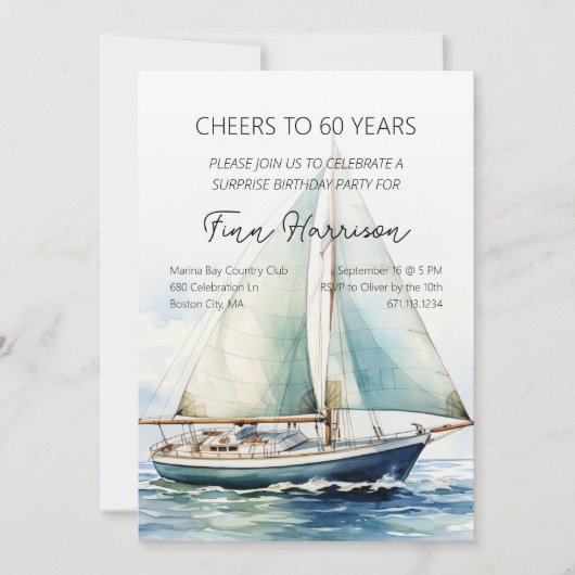 Proost op 60 jaar zeilboot verjaardagsfeest kaart (Voorkant)