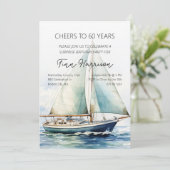 Proost op 60 jaar zeilboot verjaardagsfeest kaart (Staand voorkant)