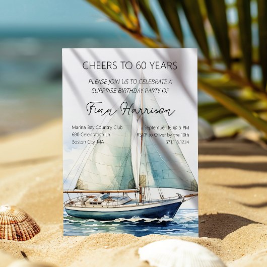 Proost op 60 jaar zeilboot verjaardagsfeest kaart