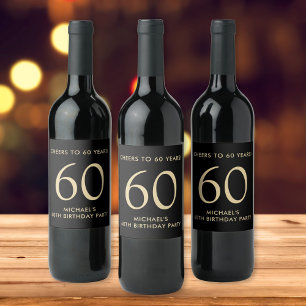 Proost op 60 Jaar Zwart Goud 60e Verjaardagsfeest Wijn Etiket