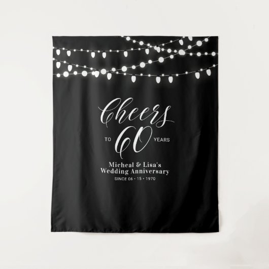 Proost op 60 jaar Zwarte & Witte 60e verjaardag Wandkleed (Voorkant)