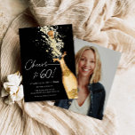 Proost op 60 verjaardagsfoto's kaart<br><div class="desc">Laten we proosten op 60! Pop de Bubble met onze Champagne-Theme Verjaardagsuitnodiging Kaart. Breng je naaste en dierbaarste om deze heuglijke gelegenheid te vieren met knallende kurken en champagnebellen. Hier is tot 60 jaar van verwondering en magie - laten we een glas verheffen tot de pracht van het leven! Overeenkomende...</div>