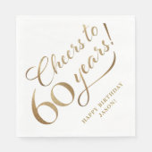 Proost op 60 verjaardagsglitter en goud servet (Voorkant)