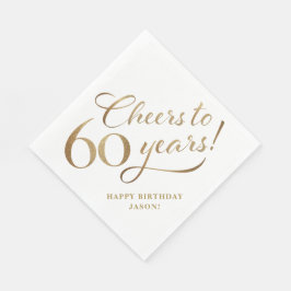 Proost op 60 verjaardagsglitter en goud servet