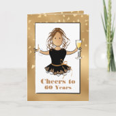 Proost op 60 voor Haar Girly Sparkle 60ste Verjaar Kaart (Voorkant)