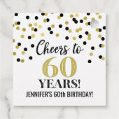 Proost op 60 Years Gold Black Confetti Bedankjes Labels (Achterkant)
