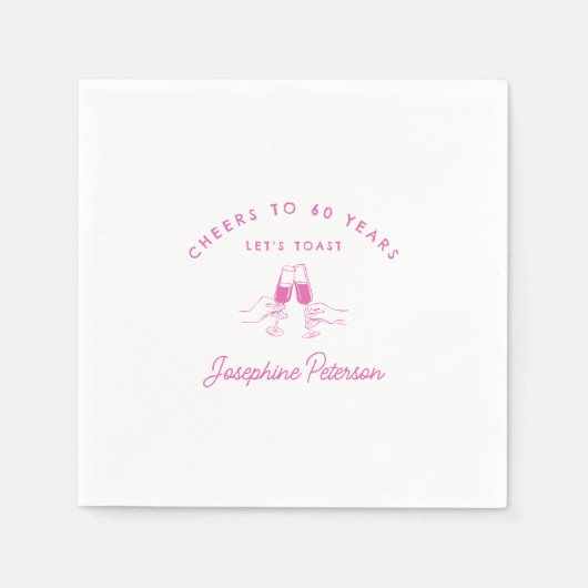 Proost op 60 Years Pink 60th Birthday Custom Servet (Voorkant)