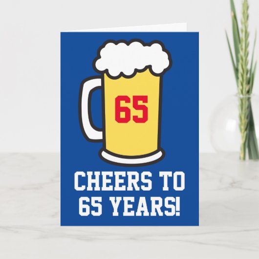 Proost op 65 jaar bierverjaardag (leeg van binnen) kaart (Voorkant)