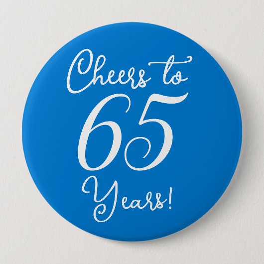 Proost op 65 jaar Blue Birthday Party Ronde Button 4,0 Cm (Voorkant)