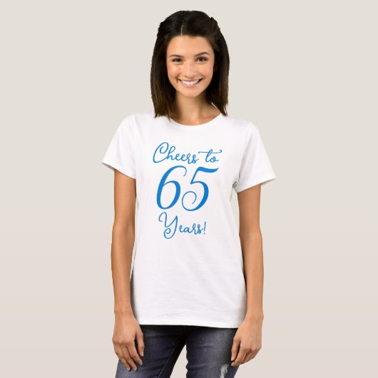 Proost op 65 jaar Blue Birthday Party T-shirt (Voorkant volledig)