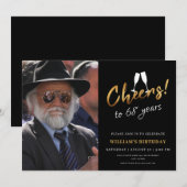 Proost op 68 jaar gouden zwarte volwassen verjaard kaart (Voorkant / Achterkant)