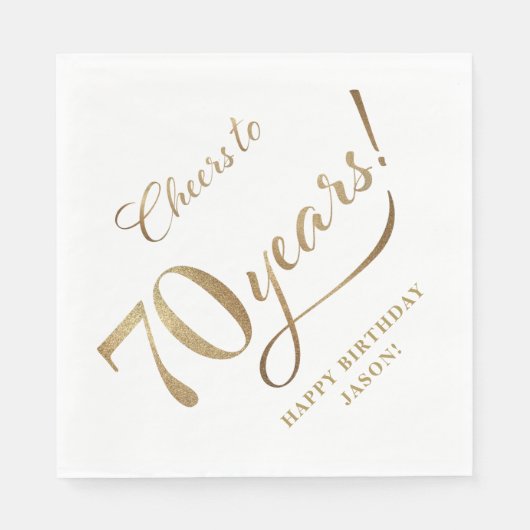 Proost op 70 Birthday Glitter Gold Servet (Voorkant)