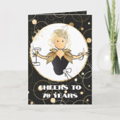 Proost op 70 Bold Glam Vrouw Cartoon 70e Verjaarda Kaart (Voorkant)