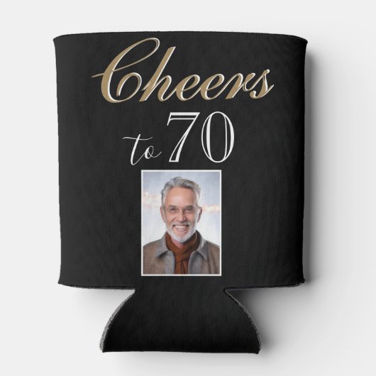 Proost op 70 foto 70ste verjaardag blikjeskoeler (Achterkant)