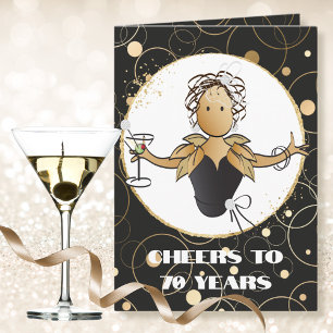 Proost op 70 Glamoureuze Vrouw Cartoon 70ste Verja Kaart