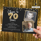 Proost op 70 jaar 2 foto's Script Balloon Kaart