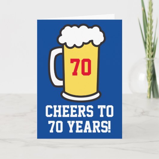 Proost op 70 jaar bierverjaardag (leeg van binnen) kaart (Voorkant)