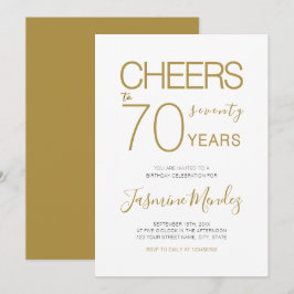 Proost op 70 jaar Elegant Goud Wit Verjaardag Kaart