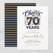 Proost op 70 jaar Elegante Gouden Blauwe Verjaarda