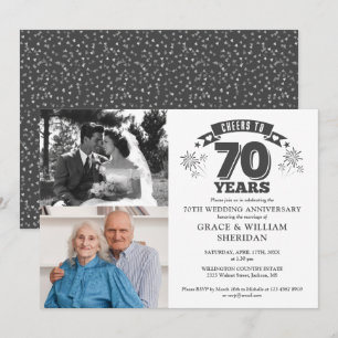 Proost op 70 jaar huwelijk 2 foto's kaart