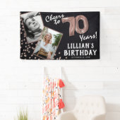 Proost op 70 jaar Roos Gold 2 Foto Verjaardag Spandoek (Insitu)