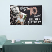 Proost op 70 jaar Roos Gold 2 Foto Verjaardag Spandoek (Beurs)