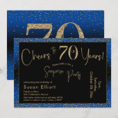 Proost op 70 jaar Verrassing Verjaardag Gold & Blu Kaart (Voorkant / Achterkant)