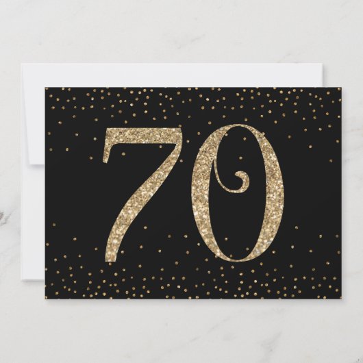 Proost op 70 jaar Verrassing Verjaardag Goud & Zwa Kaart (Achterkant)