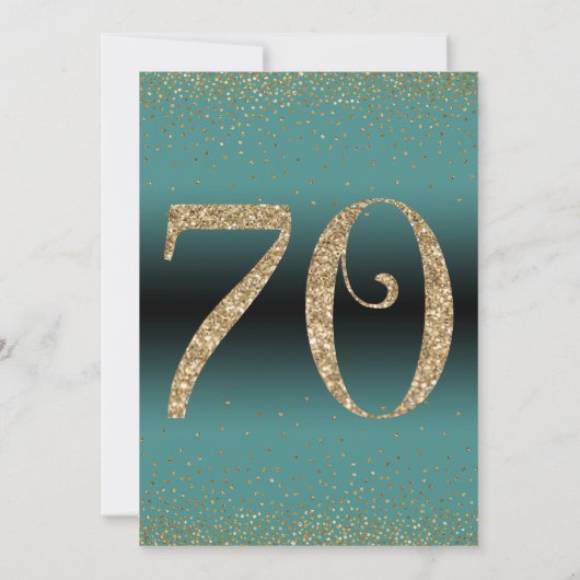 Proost op 70 jaar Verrassingsfeestje, Blauwgroen Kaart (Achterkant)