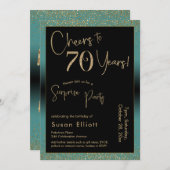 Proost op 70 jaar Verrassingsfeestje, Blauwgroen Kaart (Voorkant / Achterkant)