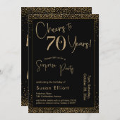 Proost op 70 jaar Verrassingsfeestje Zwart Kaart (Voorkant / Achterkant)