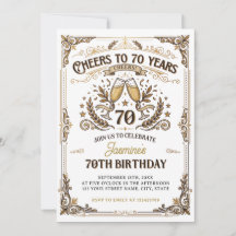 Proost op 70 jaar Vintage Goud Wit Verjaardag
