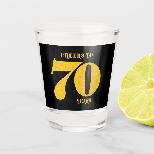 Proost op 70 jaar Zeventigste verjaardag Shot Glas (Voorkant)