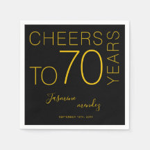 Proost op 70 jaar Zwarte Elegante Verjaardag