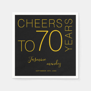 Proost op 70 jaar Zwarte Elegante Verjaardag Servet