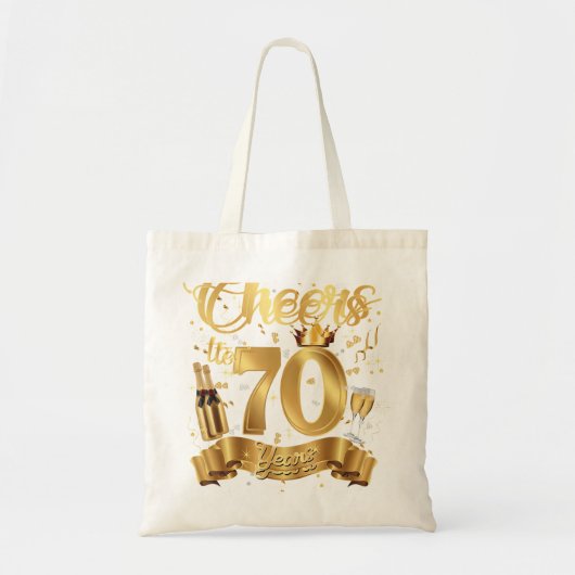 Proost op 70-jarige Happy 70th Birthday Queen C Tote Bag (Voorkant)