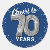 Proost op 70-jarige verjaardag ronde sticker (Voorkant)