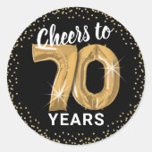 Proost op 70-jarige verjaardag ronde sticker (Voorkant)