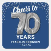 Proost op 70-jarige verjaardag vierkante sticker (Voorkant)