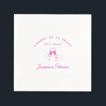 Proost op 70 Years Pink 70th Birthday Custom Servet<br><div class="desc">Feestelijke roze doodle ontwerp is voorzien van twee handen roosteren met wijnglazen. Alle tekst is bewerkbaar.</div>