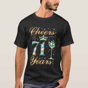 Proost op 71 jaar 71ste verjaardagsfeest vrouw pri t-shirt
