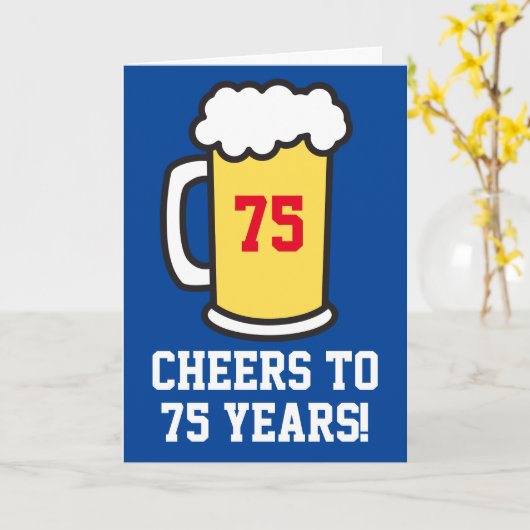 Proost op 75 jaar bierverjaardag (leeg van binnen) kaart (Gele Bloem)