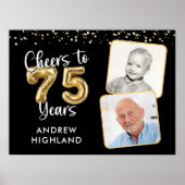 Proost op 75 Jaar Verjaardag 2 Foto's Welkom Teken Poster (Voorkant)