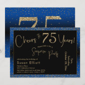 Proost op 75 jaar Verrassing Verjaardag Gold & Blu Kaart (Voorkant / Achterkant)