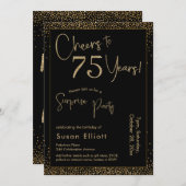 Proost op 75 Jaar Verrassingsfeest Zwart Kaart (Voorkant / Achterkant)