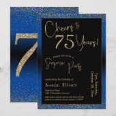 Proost op 75 jaar Verrassingsfeestje Blauw Kaart (Voorkant / Achterkant)