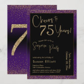 Proost op 75 jaar Verrassingsfeestje, Paarse Kaart (Voorkant / Achterkant)
