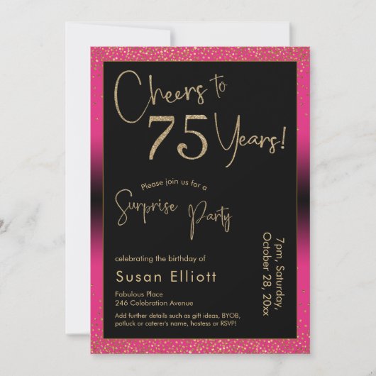 Proost op 75 jaar Verrassingsfeestje, roze Kaart (Voorkant)