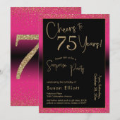 Proost op 75 jaar Verrassingsfeestje, roze Kaart (Voorkant / Achterkant)