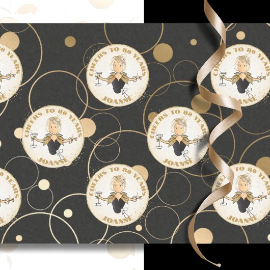 Proost op 80 Chic Black Gold Birthday Tissue Paper Tissuepapier